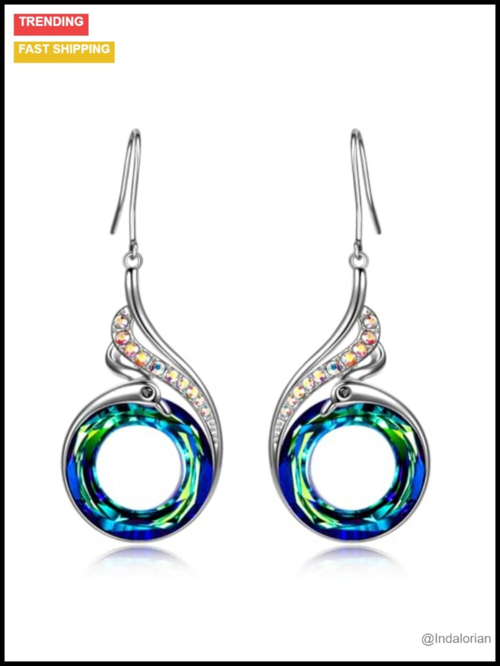Crystal Phoenix Dangle Earrings, Drop & Dangle, Symbol of Luck and Renewal